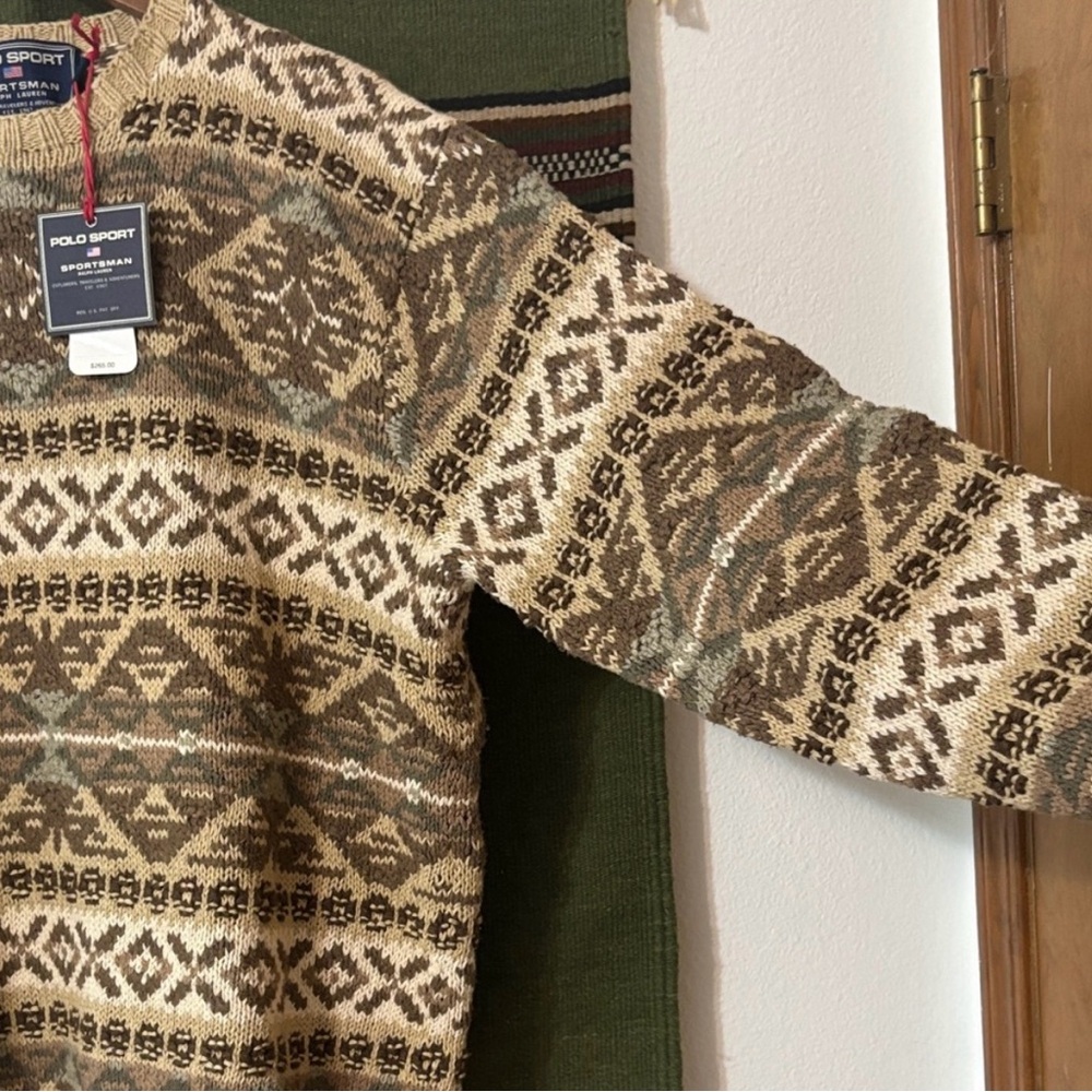 Polo Sport Ralph Lauren Vintage Patterned knit Sweater Silk linen cotton blend - Picture 6 of 16